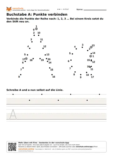 Buchstabe A: Punkte verbinden
