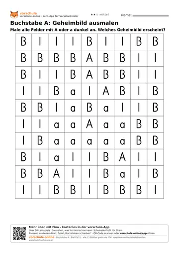 Buchstabe A: Geheimbild ausmalen