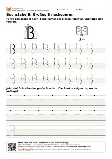 Buchstabe B: Großes B nachspuren