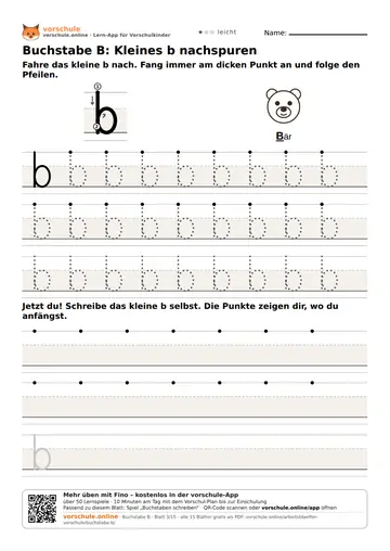 Buchstabe B: Kleines b nachspuren
