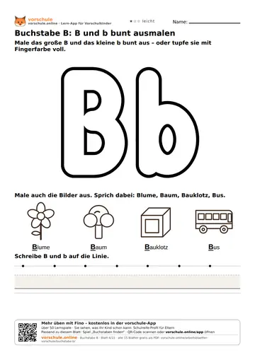 Buchstabe B: B und b bunt ausmalen