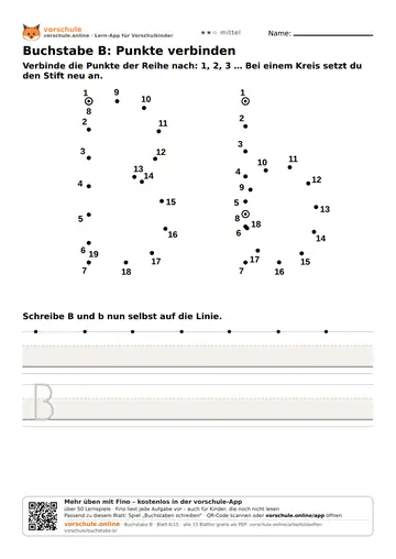 Buchstabe B: Punkte verbinden