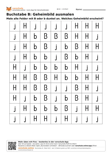 Buchstabe B: Geheimbild ausmalen