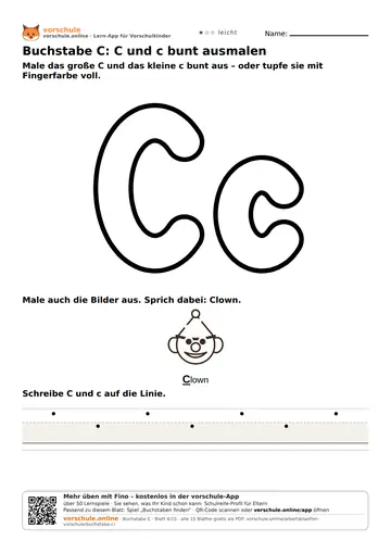 Buchstabe C: C und c bunt ausmalen