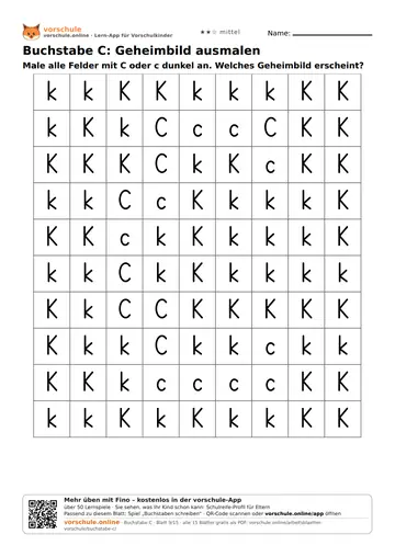 Buchstabe C: Geheimbild ausmalen