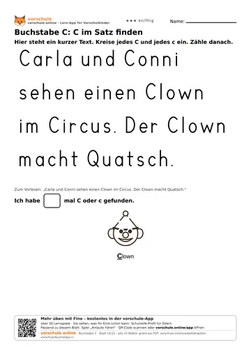 Buchstabe C: C im Satz finden