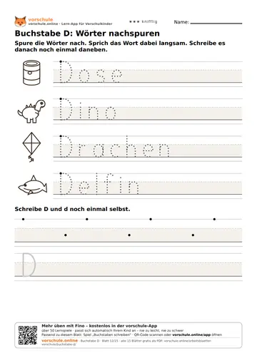Buchstabe D: Wörter nachspuren