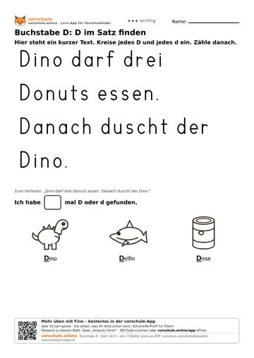 Buchstabe D: D im Satz finden