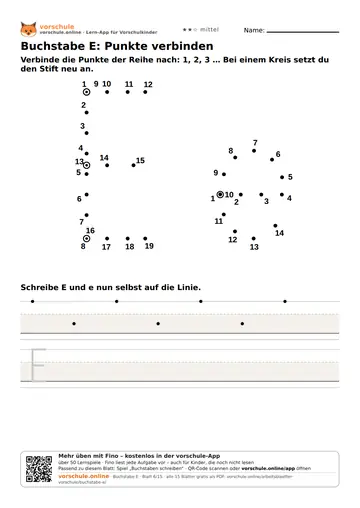 Buchstabe E: Punkte verbinden