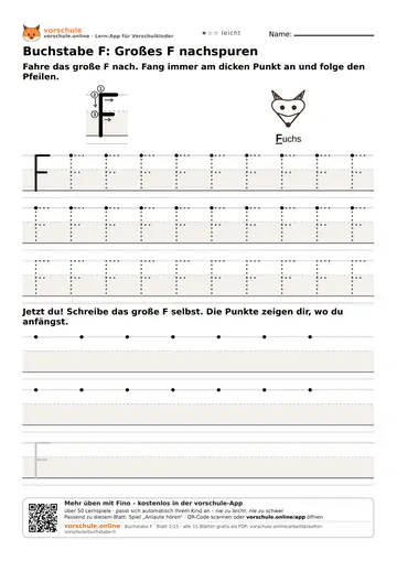 Buchstabe F: Großes F nachspuren