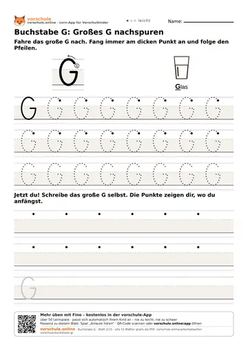 Buchstabe G: Großes G nachspuren