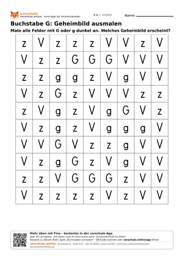 Buchstabe G: Geheimbild ausmalen