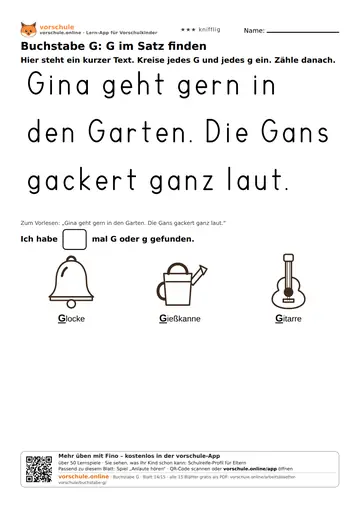Buchstabe G: G im Satz finden