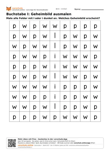 Buchstabe I: Geheimbild ausmalen