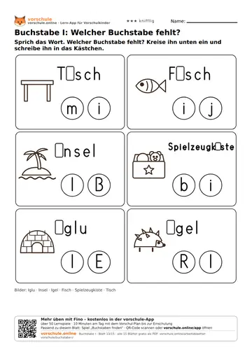 Buchstabe I: Welcher Buchstabe fehlt?