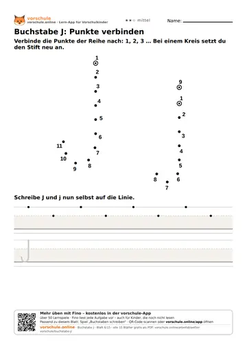 Buchstabe J: Punkte verbinden