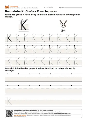Buchstabe K: Großes K nachspuren