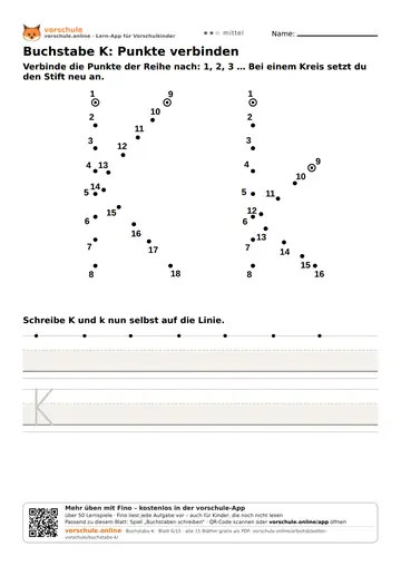 Buchstabe K: Punkte verbinden