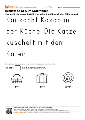 Buchstabe K: K im Satz finden