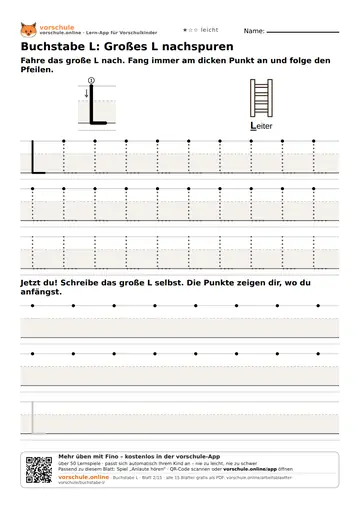 Buchstabe L: Großes L nachspuren