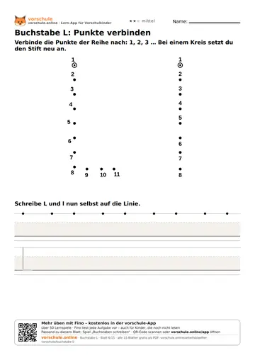 Buchstabe L: Punkte verbinden