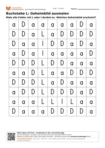 Buchstabe L: Geheimbild ausmalen
