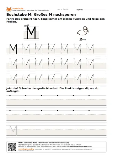 Buchstabe M: Großes M nachspuren