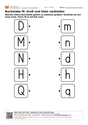 Buchstabe M: Groß und klein verbinden