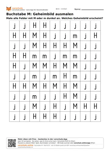 Buchstabe M: Geheimbild ausmalen
