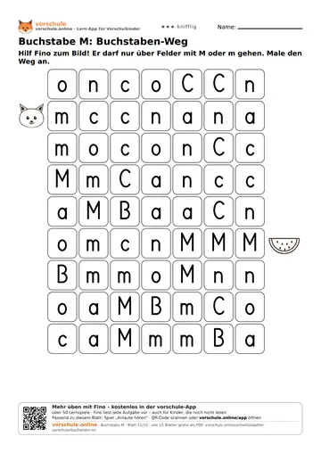 Buchstabe M: Buchstaben-Weg