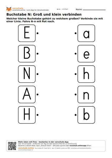 Buchstabe N: Groß und klein verbinden