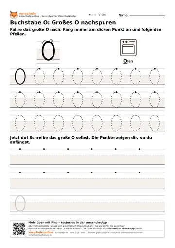 Buchstabe O: Großes O nachspuren