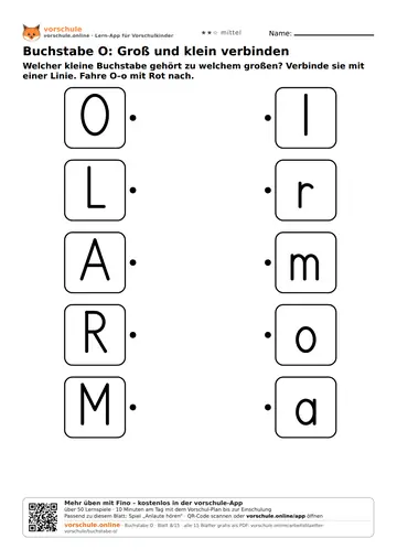 Buchstabe O: Groß und klein verbinden