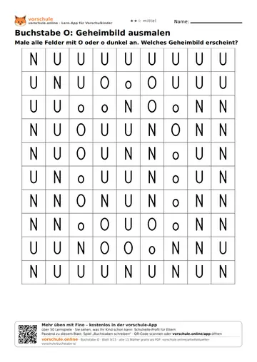 Buchstabe O: Geheimbild ausmalen