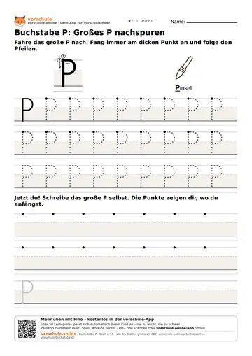 Buchstabe P: Großes P nachspuren