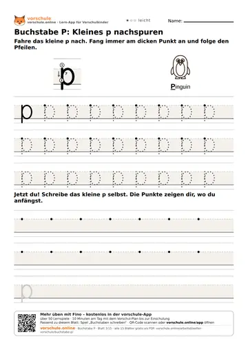 Buchstabe P: Kleines p nachspuren