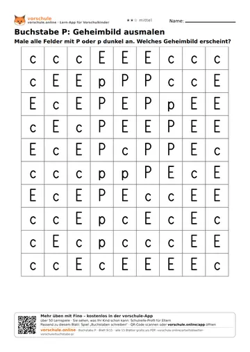 Buchstabe P: Geheimbild ausmalen