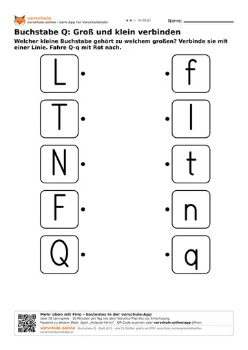 Buchstabe Q: Groß und klein verbinden