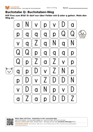 Buchstabe Q: Buchstaben-Weg