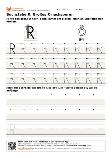 Buchstabe R: Großes R nachspuren