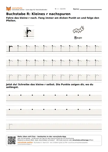Buchstabe R: Kleines r nachspuren
