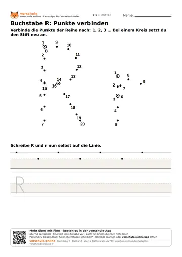 Buchstabe R: Punkte verbinden