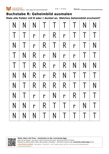 Buchstabe R: Geheimbild ausmalen