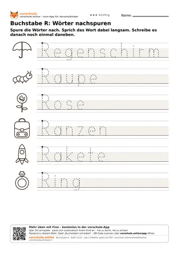 Buchstabe R: Wörter nachspuren