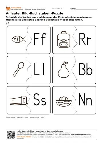 Anlaute: Bild-Buchstaben-Puzzle