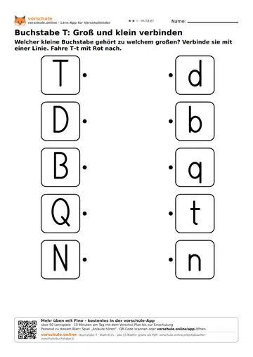 Buchstabe T: Groß und klein verbinden