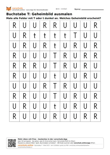Buchstabe T: Geheimbild ausmalen