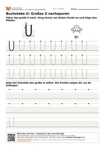 Buchstabe U: Großes U nachspuren