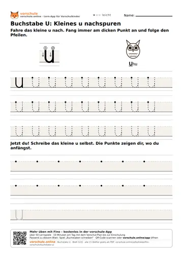 Buchstabe U: Kleines u nachspuren