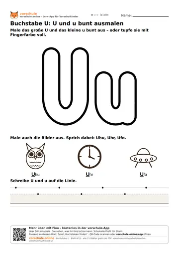 Buchstabe U: U und u bunt ausmalen